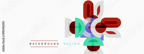 Abstract geometric shapes, vibrant colors, modern design elements. Minimalist composition, clean lines, suitable background texture.