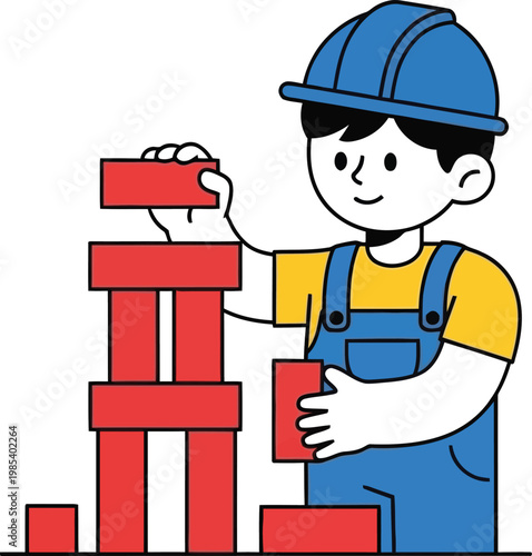 Child building with toy blocks, construction, creativity, learning, development