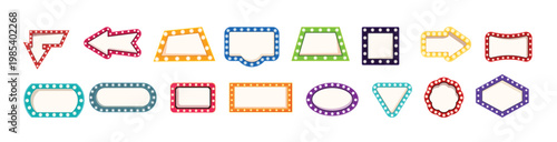 Signboard lights promotion icons set cartoon neon public 