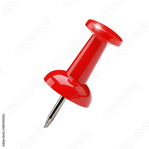 Close up of a red push pin isolated on transparent background