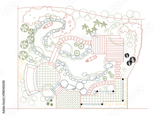 Top View Vector Icons of Trees and Plants for Floor Plan and Architectural Design Projects, Landscape Design, CAD	