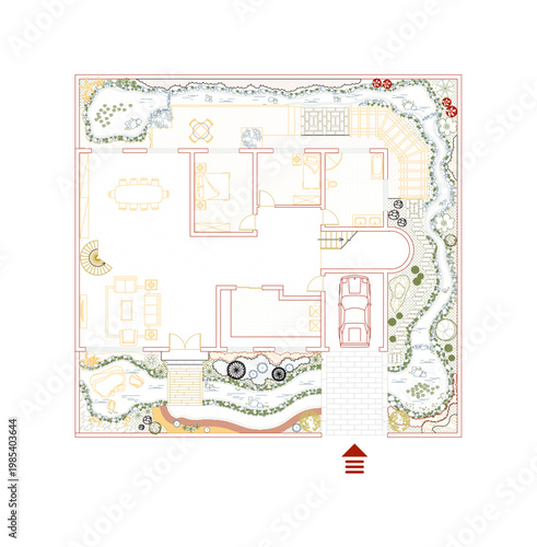 Top View Vector Icons of Trees and Plants for Floor Plan and Architectural Design Projects, Landscape Design, CAD	