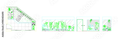 Top View Vector Icons of Trees and Plants for Floor Plan and Architectural Design Projects, Landscape Design, CAD	