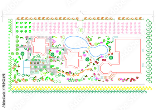 Top View Vector Icons of Trees and Plants for Floor Plan and Architectural Design Projects, Landscape Design, CAD	