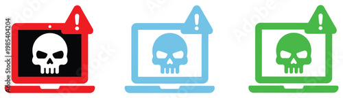 Cyber threat icon set collection featuring hacking symbols, phishing attacks, malware alerts, data breach warnings, firewall protection icons, digital security concept, modern minimal vector design