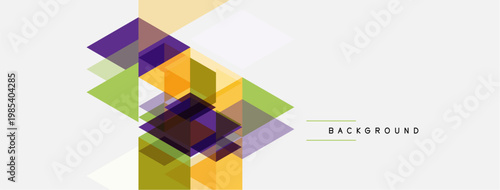 Abstract geometric shapes overlap, creating vibrant color blocks. Minimalist design with light background. Modern aesthetic.