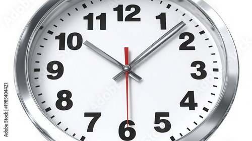 A close-up of a clock face showing the time with precision and clarity