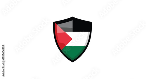 Palestine flag colors displayed on a protective shield icon representing national pride and solidarity for the country on white. Free Download Palestine flag colors displayed on a protective shield icon representing national pride and solidarity for the country on white. - GFXLoad