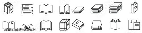 Book icon set in thin line style