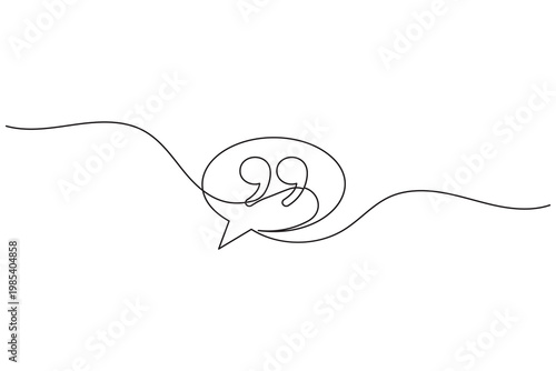 Speech bubble one line art showing a continuous line chat shape with editable stroke
