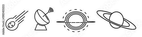 set of space icon collection planet solar system galaxy