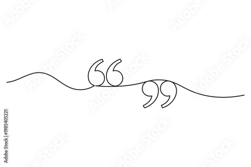 Double quote marks one line art featuring editable stroke and minimalist vector illustration style