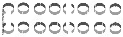  volumetric circle arrows icons on white background degrees