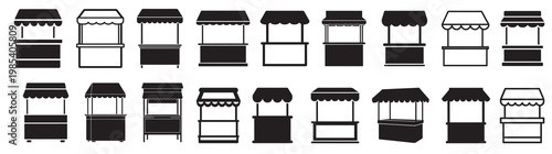 shop stand silhouette white background 