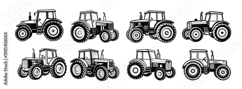  silhouette of tractor bundle