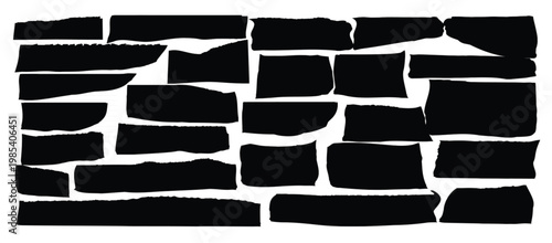 white torn paper rip pieces vector scrap set