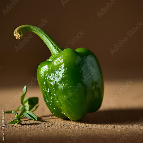 Organic Green bell pepper isolated , clipping path.