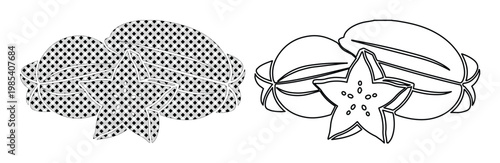 Foto Starfruit vector illustration, tropical carambola fruit line art, exotic star fr