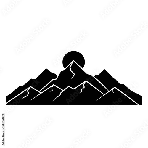 Silhouette Mountain Range at Sunset