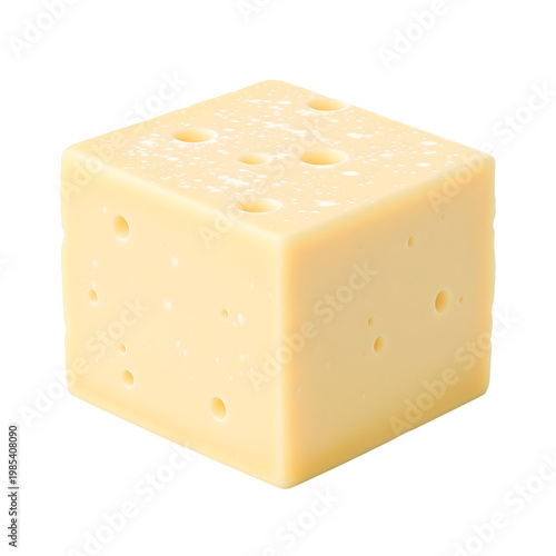 Cube of cheese isolated on transparent background