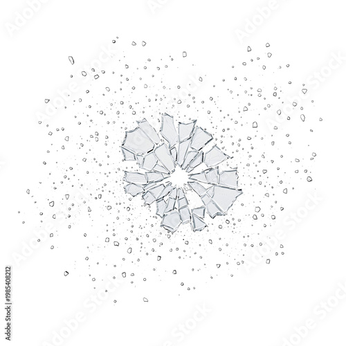 Broken glass shattered fragments explosion transparent background