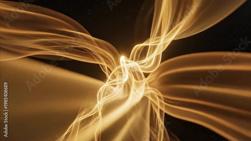 Abstract Golden Swirling Energy Waves in Space with Stars