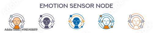 Emotion Sensor Node Element For Design Graphic - Multi Styles. Vector Illustration Of Two Colored And Black. Multiple Icons Designs Can Be Used For Mobile, Ui, Web 