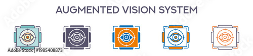 Augmented Vision System Element For Design Graphic - Multi Styles. Vector Illustration Of Two Colored And Black. Multiple Icons Designs Can Be Used For Mobile, Ui, Web 