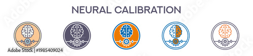 Neural Calibration Element For Design Graphic - Multi Styles. Vector Illustration Of Two Colored And Black. Multiple Icons Designs Can Be Used For Mobile, Ui, Web 