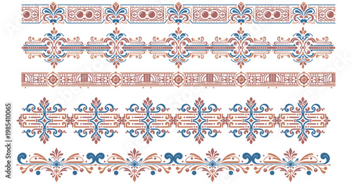 Ornamental floral border set with vintage decorative design for wedding invitations and luxury stationery