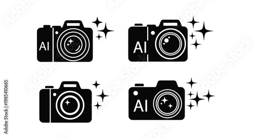 Artificial intelligence cameras with sparkling effects a graphic silhouette