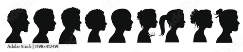  group young people silhouettes profile silhouette faces