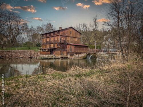 Spring on the small Grabia River, Poland.