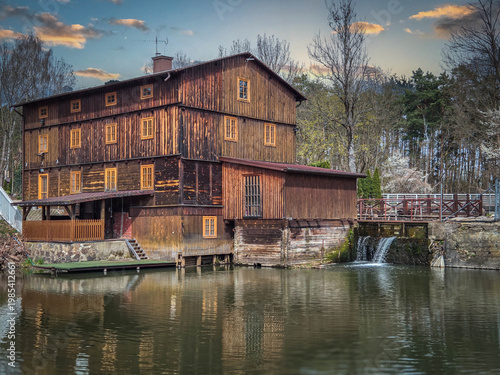 Spring on the small Grabia River, Poland.