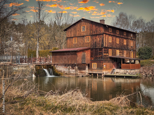 Spring on the small Grabia River, Poland.