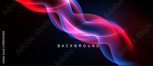 Abstract flowing lines, vibrant colors, dark background. Dynamic composition creates modern visual impact. Smooth gradients, elegant design.
