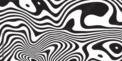 Modern twisting whirl motion and 3D illusion in abstract op art striped lines pattern with clean line precision and balanced optical depth, vector design