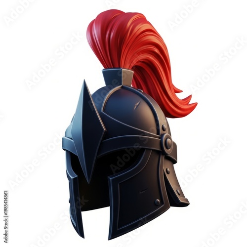 Black Spartan Helmet with Red Plume
