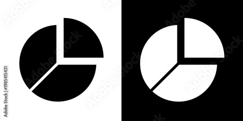 Pie chart icon in solid fill style showing divided circular segments, representing data distribution, business analytics, statistics comparison and financial reporting.