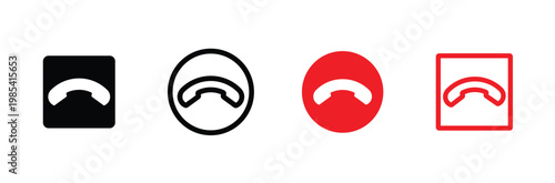 Set of phone icon variations in different styles, telephone sign set, calling sign,  call sign, Vector illustration. Phone call and incoming communication icon set. incoming outgoing, accept decline.