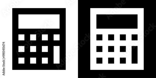 Calculator icon in solid fill style showing numeric keypad device, representing calculations, accounting, budgeting, financial operations and math tools in UI design.