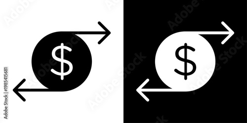 Cash flow icon in solid style representing money transfer, financial movement, income and expense tracking, and business transaction flow.