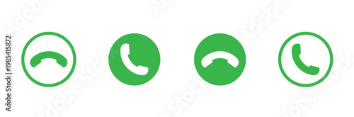Green phone call illustration. incoming outgoing symbol set collection. contact icon. dial pad in green colour. answer sign. call icon. phone ringing set vector