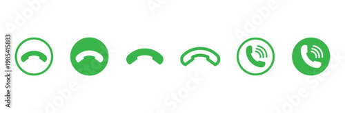 Green phone call illustration. incoming outgoing symbol set collection. contact icon. dial pad in green colour. answer sign. call icon. phone ringing set vector