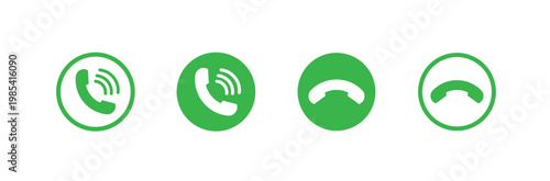Green phone call illustration. incoming outgoing symbol set collection. contact icon. dial pad in green colour. answer sign. call icon. phone ringing set vector