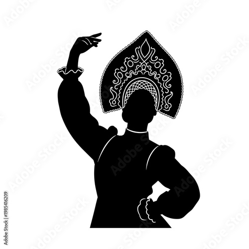 A woman wearing a traditional kokoshnik headdress, a concept of cultural heritage and elegance