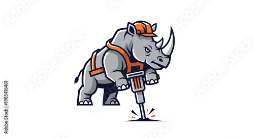 Rhino Construction Worker with Jackhammer
