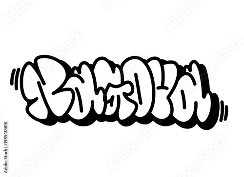 textured graffiti throw up bubble style letter NAGOYA city name isolated design in black
