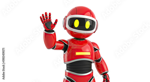 Red Robot Waving Hello
