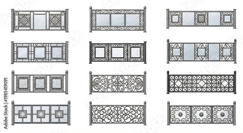 Luxury Residential Fence and Railing Elevation Designs in Vector Format